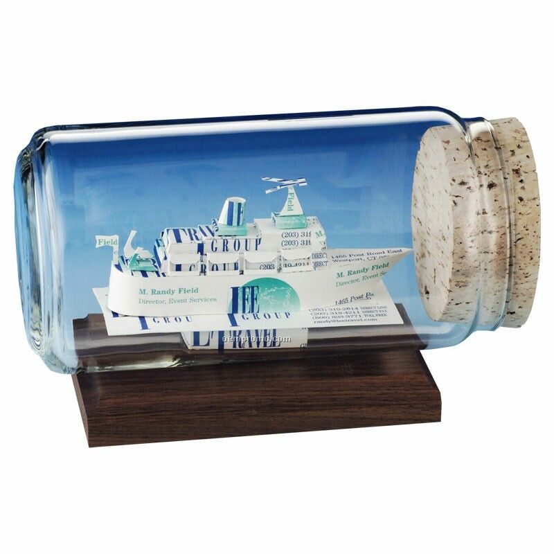 Cruise Ship Business Card In A Bottle