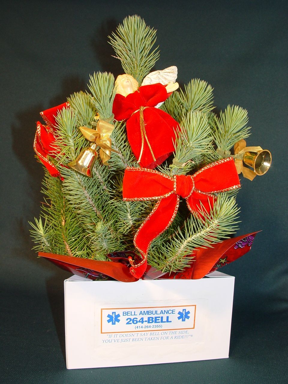 Holiday Decorated Pine Tree W/ 3 Sided Container