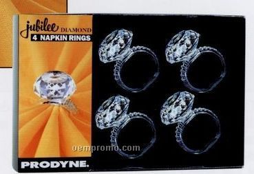 Metalla 4 Piece Acrylic Diamond Napkin Ring Set