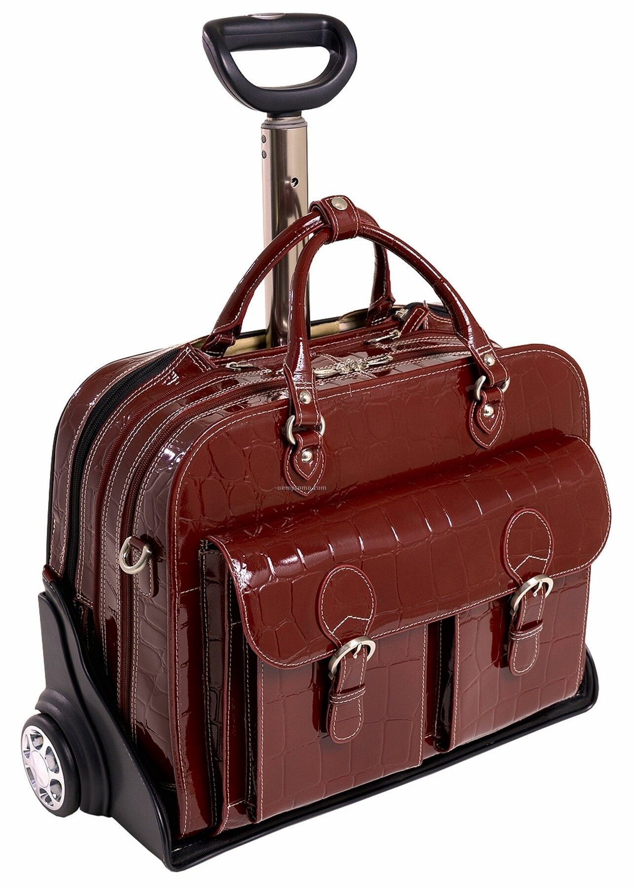 San Martino Leather Ladies' Wheeled Laptop Case - Cherry Red