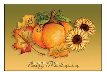 Thanksgiving Pumpkin And Leaves Holiday Greeting Card (After 10/01/11)