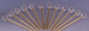 12 Piece Gold Plated Martini Pick Set W/ Austrian Crystal Toppers