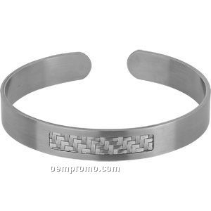 8mm Mens Stainless Steel And Sterling Cuff Bracelet