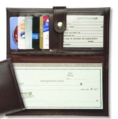 Deluxe Leather Checkbook Credit Card Organizer - Regency Cowhide Leather