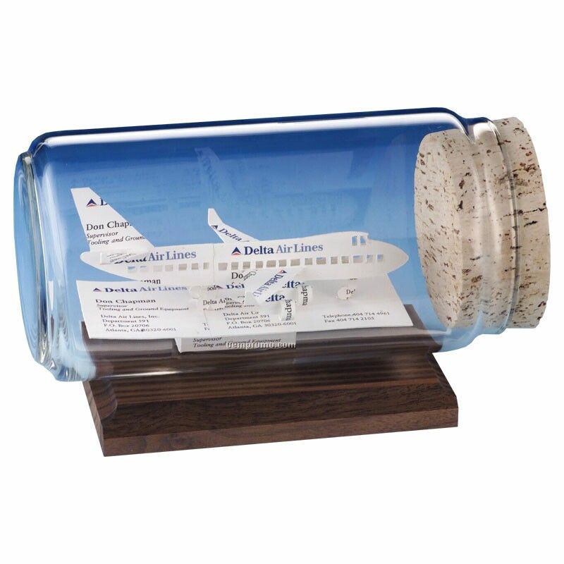 Jumbo 747 Jet Business Card In A Bottle