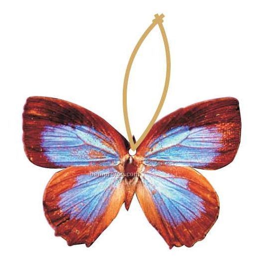 Blue & Brown Butterfly Executive Ornament W/ Mirrored Back (12 Square Inch)