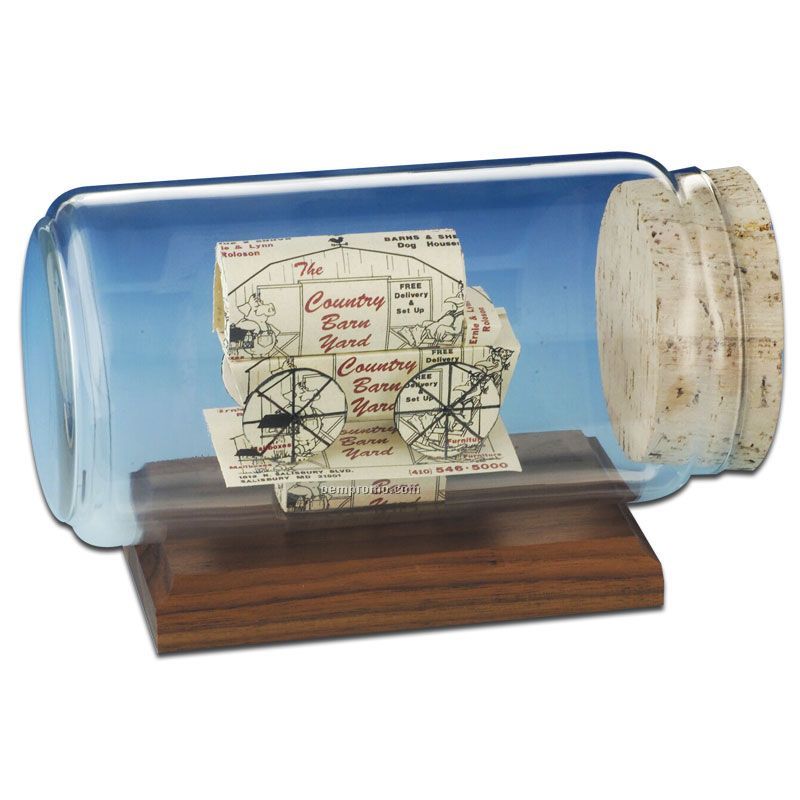 Stock Business Card Sculpture In A Bottle - Covered Wagon