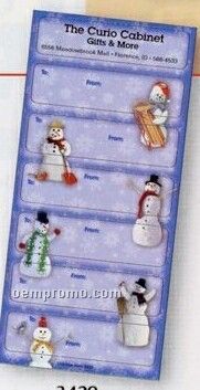 White Paper Christmas Holiday Sticker Sheet (Overlapping Snowmen)