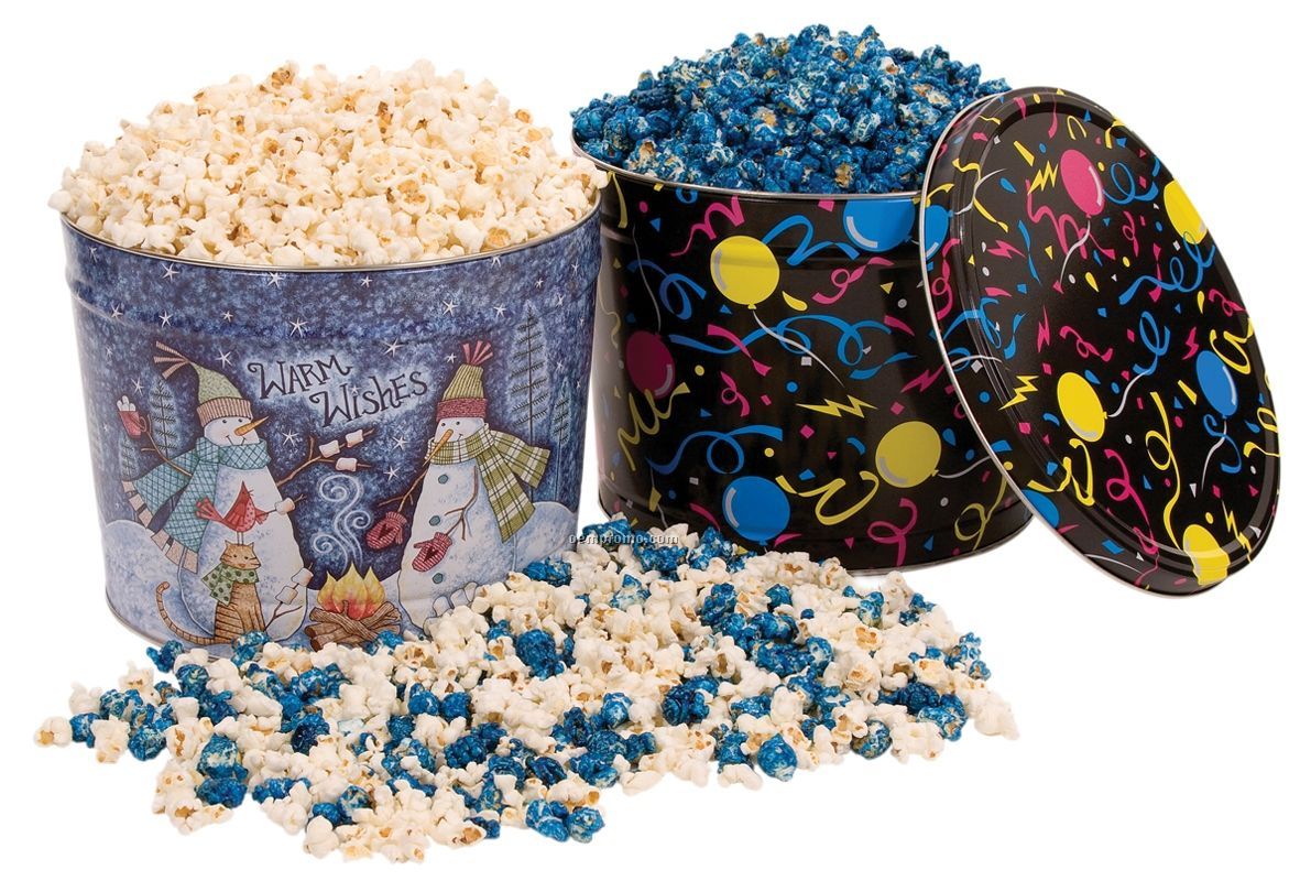 2 Gallon Designer Tin W/Caramel Flavored Popcorn