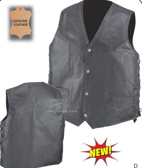 Diamond Plate Solid Genuine Leather Vest (M)