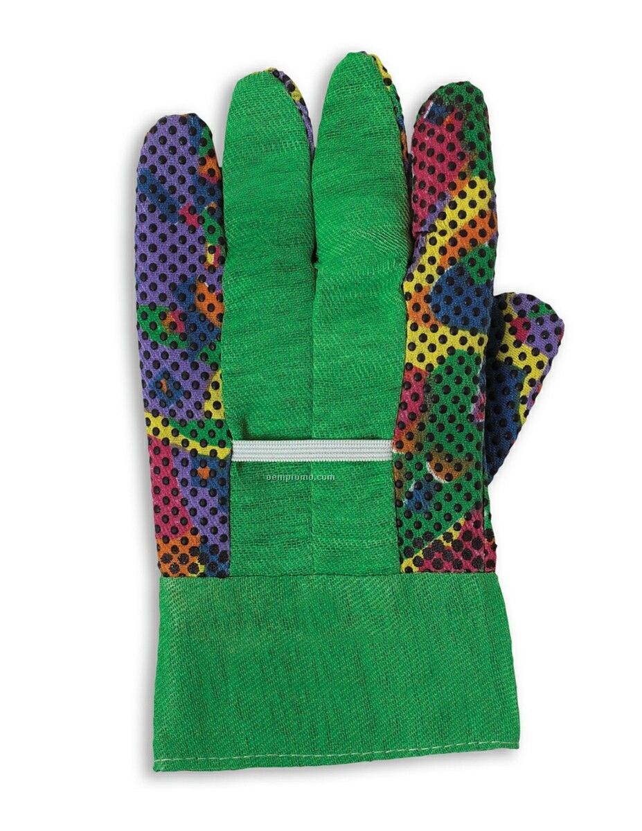 Ladies Neon Gardening Glove With Pvc Dots
