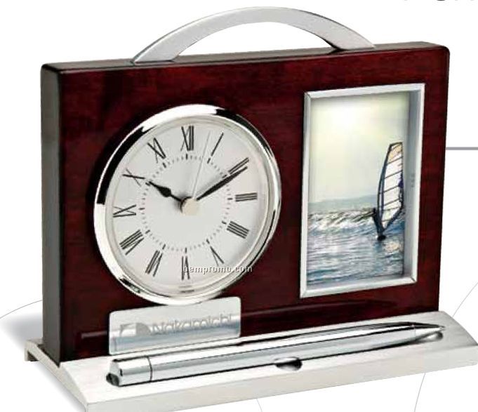 Wood & Aluminum Photo Frame/ Desk Clock/Pen & Pen Holder