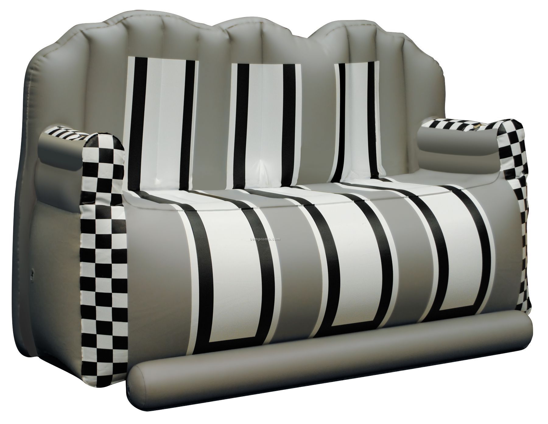 Inflate-a-seat "Couch": Gray/White/Black With Checkered Arms