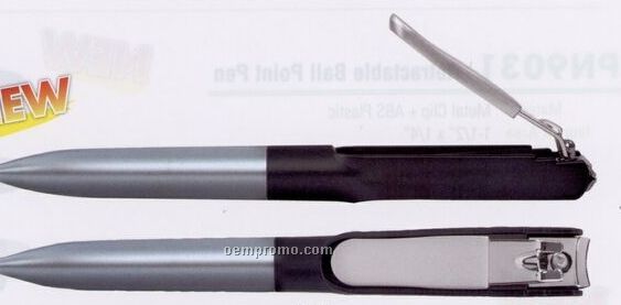 Retractable Pen W/ Nail Cutter