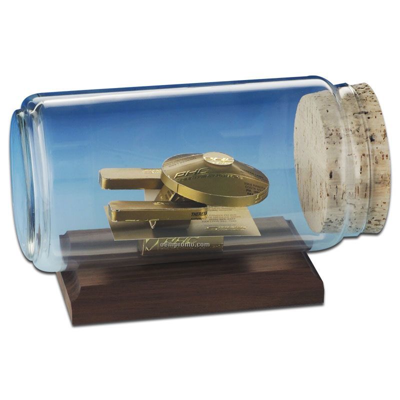 Stock Business Card Sculpture In A Bottle - Space Ship