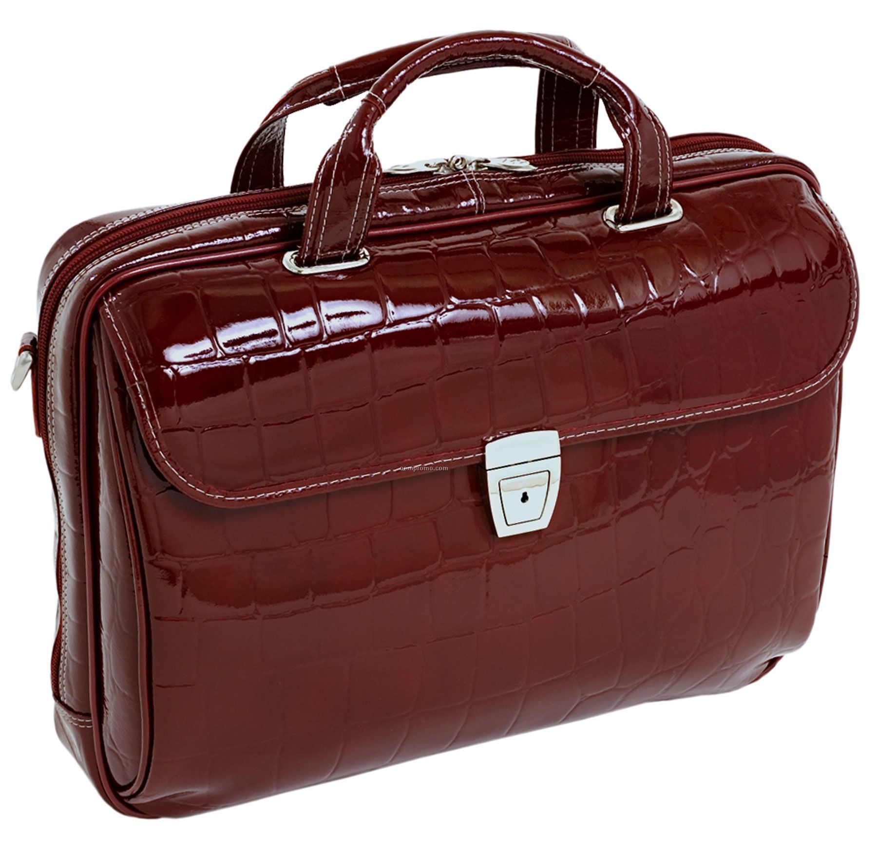 Ignoto Leather Large Ladies' Laptop Brief - Cherry Red