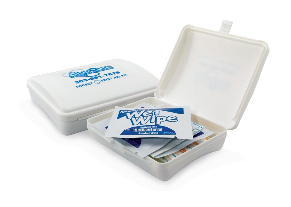 Pocket First Aid Kit W/ Wipes & Bandages (4.25"X1.5"X3.75")