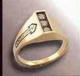 Ladies' 10k Gold Ring W/ 3 Vertical Stones And Side Imprint