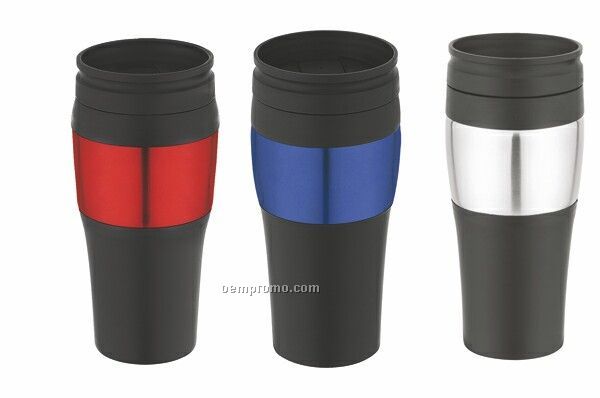 Travel Tumbler - 14 Oz. 18/8 Stainless Steel W/ Black Appointments