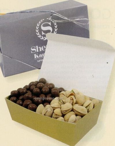 2 Way Treasure Box W/ Mixed Nuts & Chocolate Pretzels