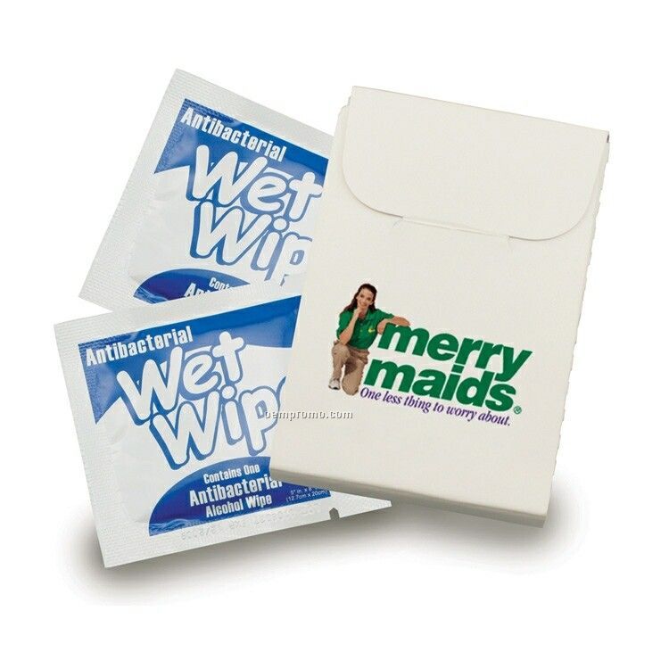 Economy Clean Pack In Matchbook Carton W/ 2 Antibacterial Wipes