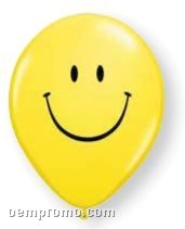 11" Yellow Smile Face Printed Latex Balloon