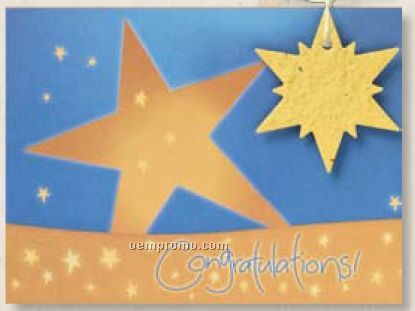 Congratulations Greeting Card With Star Seed Decoration & Raffia Bow