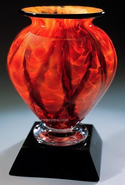 Diamond Blaze Cauldron Vase W/ Marble Base (4.25