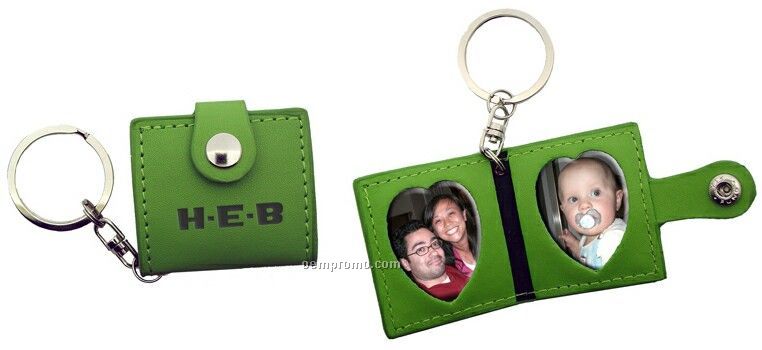 Photo Wallet Leather Key Tag - Heart
