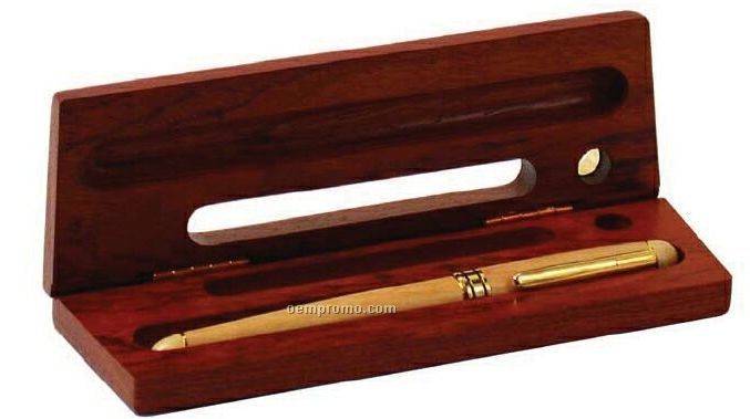 Rosewood Pen Box With Business Card Stand/ Pen Stand