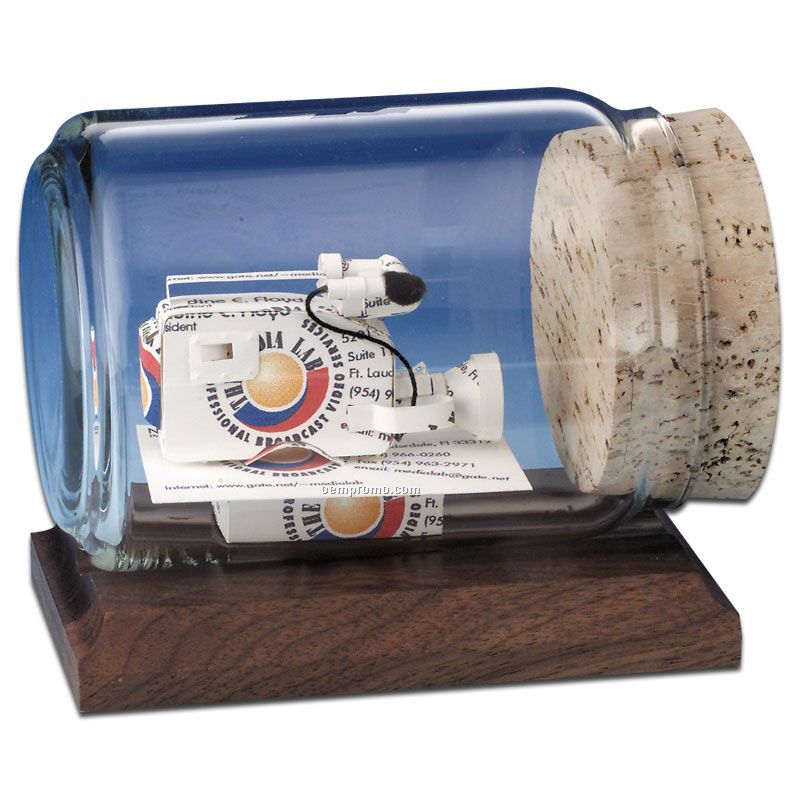 Stock Business Card Sculpture In A Bottle - Video Camera
