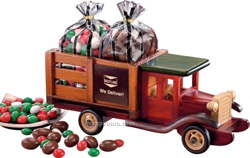 Classic Wooden 1925 Stake Truck W/ Chocolate Almonds & Gourmet Mints