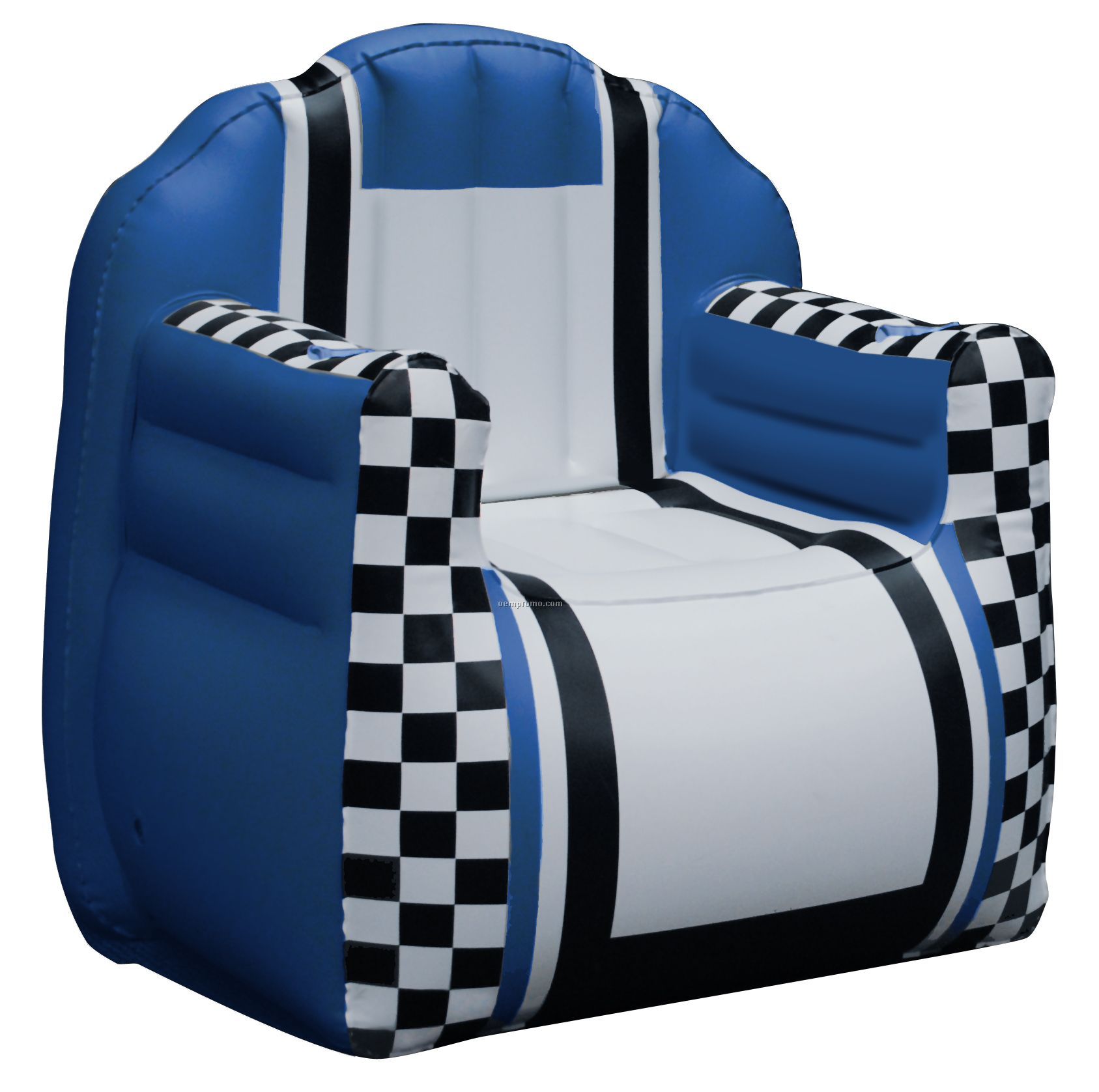 Inflate-a-seat "Chair": Blue/White/Black With Checkered Arms