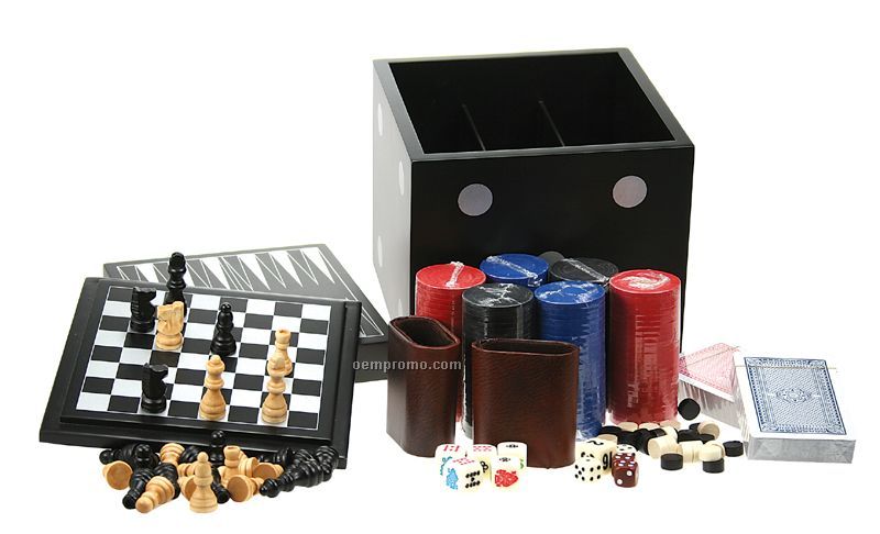 Games & Poker Chips In Dice Box