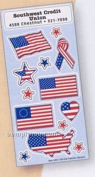 Patriotic Removable Adhesive Sticker Sheet W/ United States Flags
