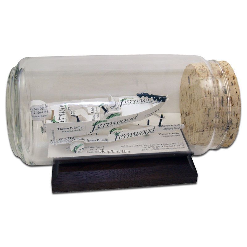 Stock Business Card Sculpture In A Bottle - Boat