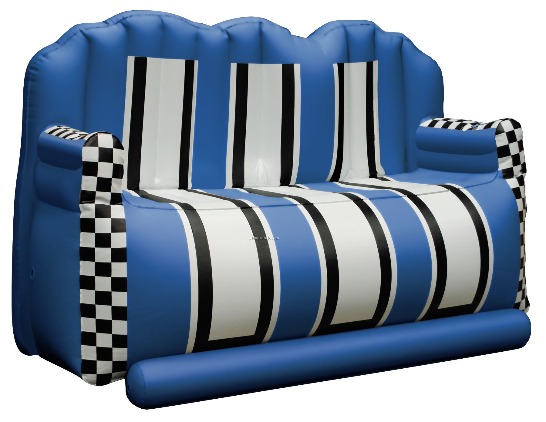 Inflate-a-seat "Couch": Blue/White/Black With Checkered Arms