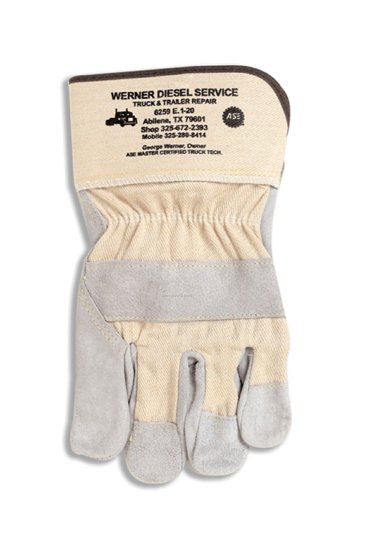 Split Leather Palm Cowhide Glove With Fabric Back
