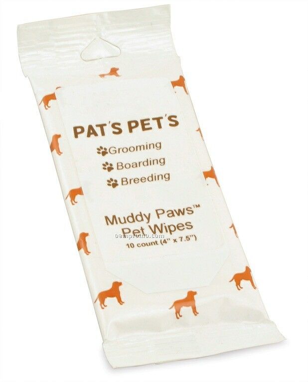 10 Count Muddy Paws Pet Wipes In Pouch Pack