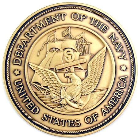2-1/2" Military Seal/ Coin (Department Of The Navy) Brass