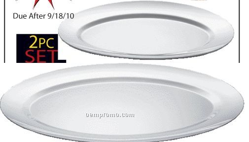 Chef's Secret 2 PC Surgical Stainless Steel Oval Serving Tray Set