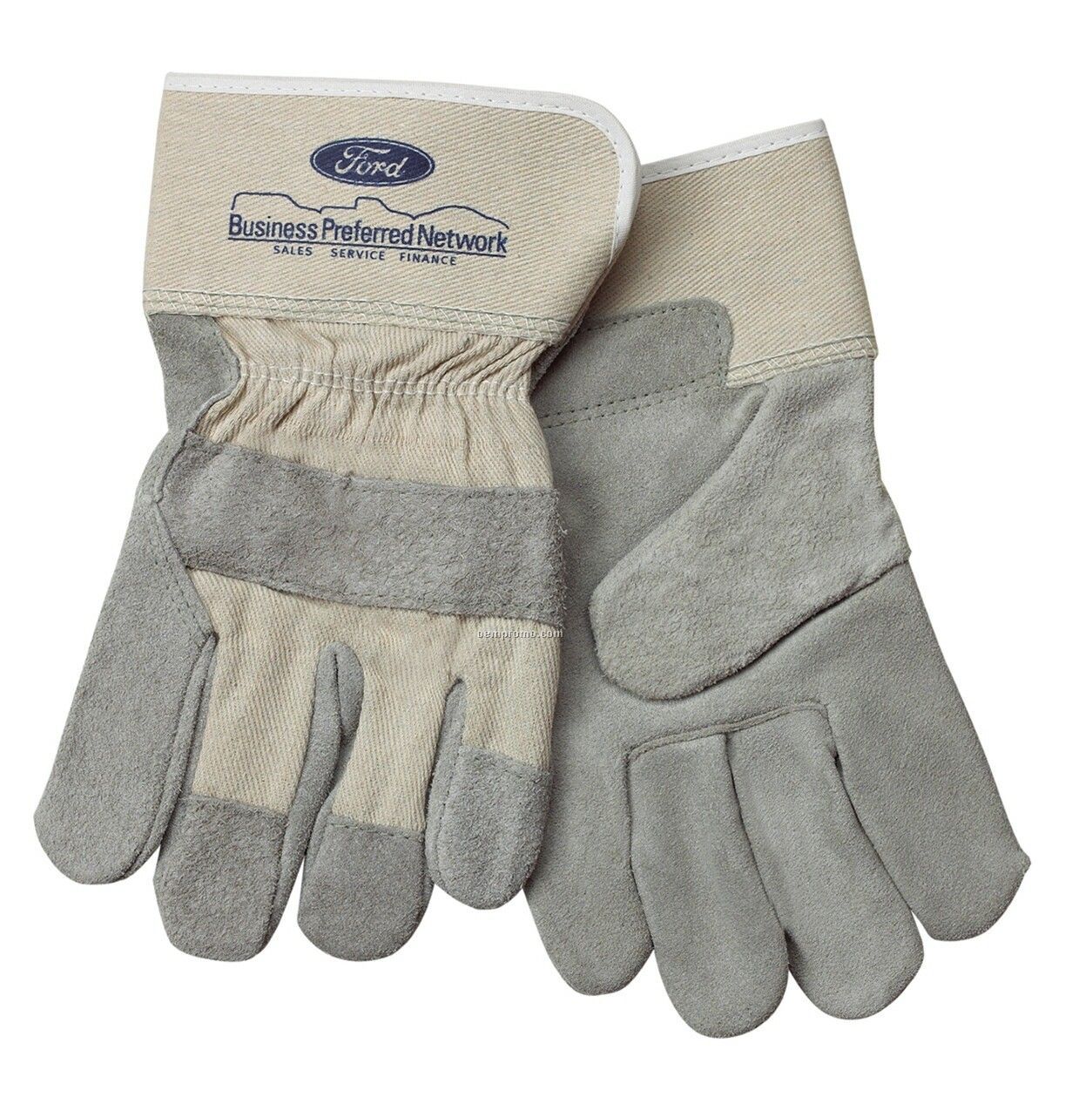 Economy Grey Leather Palm Glove With Natural Fabric Back