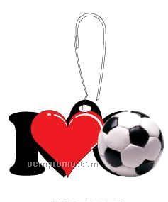 I Love Soccer Zipper Pull