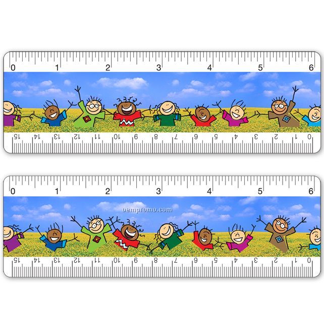 6" Ruler W/Happy Children Dancing Lenticular Animation (Blanks)