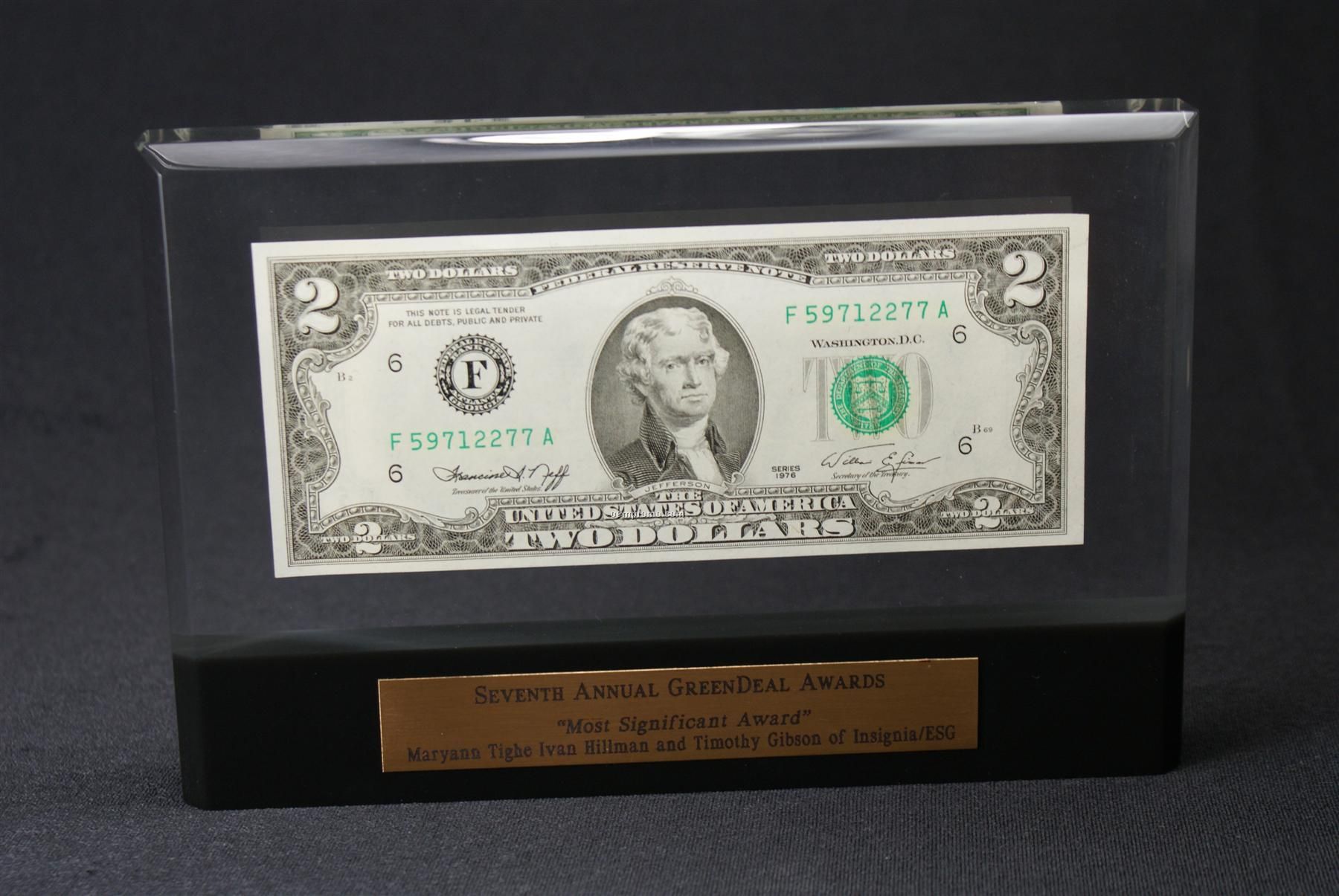 Lucite Rectangle Embedment Award With Bottom Accent (5"X7"X7/8")