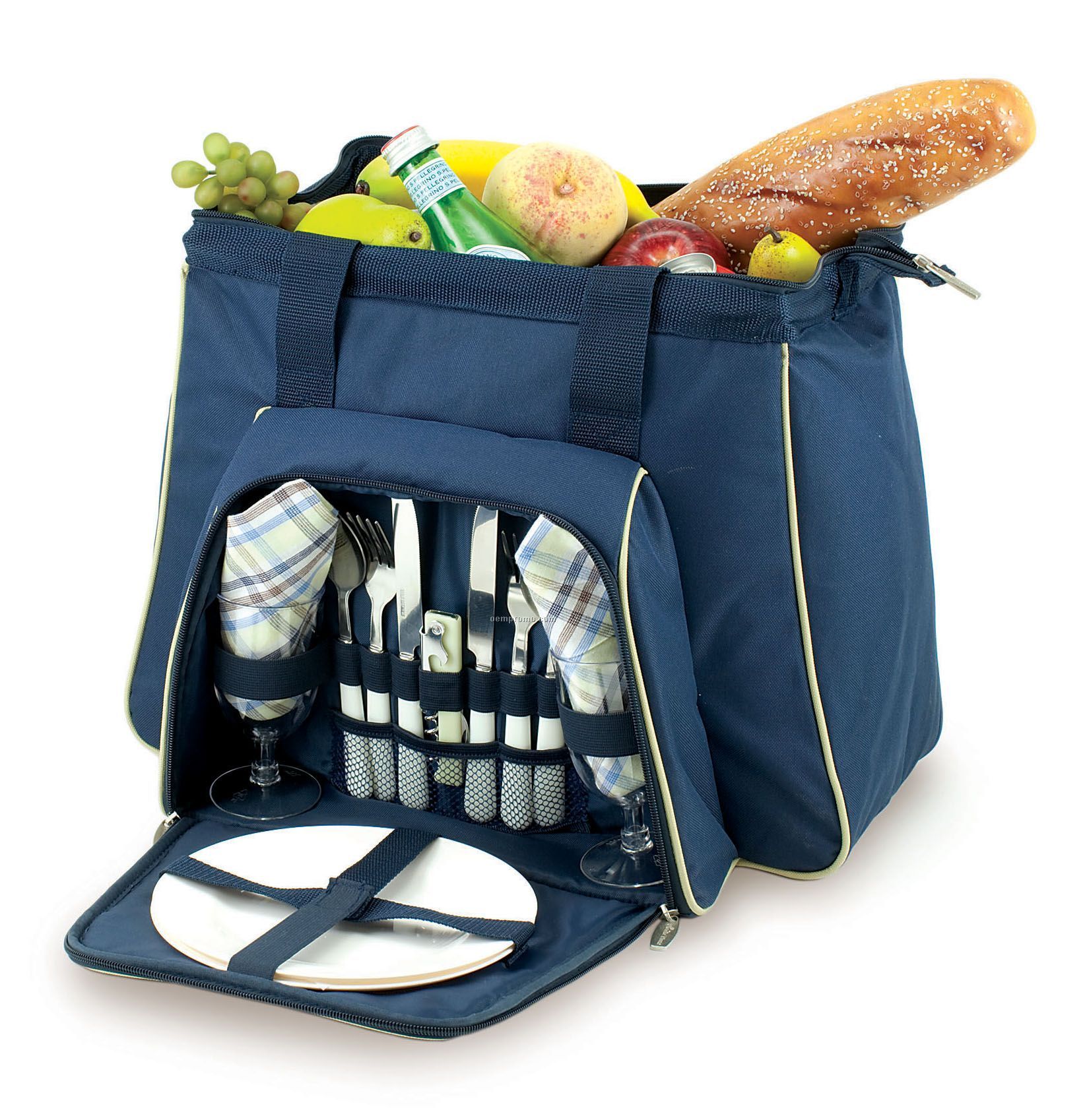 Toluca Insulated Cooler W/ Deluxe Picnic Service For 2 (24 Can Capacity)