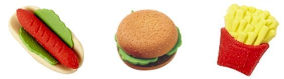 3drasers 3 Dimensional Multi Piece Eraser - Fun Foods Theme (2 Pack)
