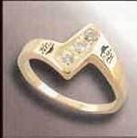Ladies' 10k Gold Z-shaped Ring W/ 3 Stones And Side Imprint