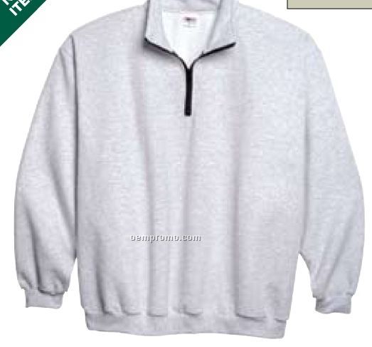 Quarter Zip Convertible Collar Sweatshirt (Ash Gray)