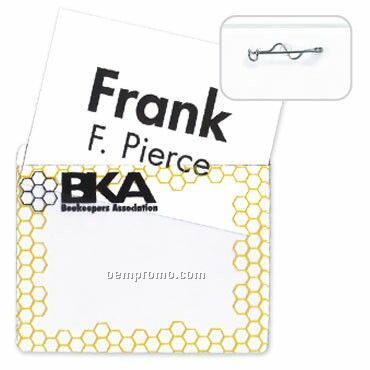Vinyl Name Tag Holder W/ Pin - 2 Color (4